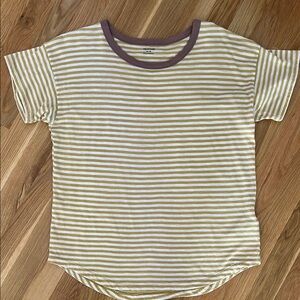 Madewell Gold and White Striped Short Sleeve Tee